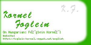 kornel foglein business card